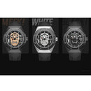 BAOGELA 1902 Skull Luminous Dial Silicone Strap Quartz Watch For Men(Black Silver)