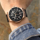BAOGELA 2001 Luminous Calendar Leather Strap Mechanical Watch For Men(Black Rose Gold)