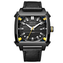 BAOGELA 6763G Square Dial Leather Strap Clock Calendar Mechanical Watch For Men(Black)