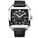 BAOGELA 6763G Square Dial Leather Strap Clock Calendar Mechanical Watch For Men(Silver Black)