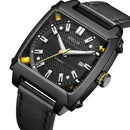 BAOGELA 6763G Square Dial Leather Strap Clock Calendar Mechanical Watch For Men(Black)