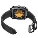 BAOGELA 6763G Square Dial Leather Strap Clock Calendar Mechanical Watch For Men(Black)
