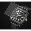 BAOGELA 6763G Square Dial Leather Strap Clock Calendar Mechanical Watch For Men(Black)
