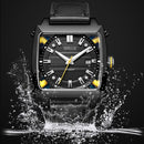 BAOGELA 6763G Square Dial Leather Strap Clock Calendar Mechanical Watch For Men(Black)