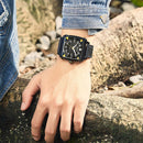 BAOGELA 6763G Square Dial Leather Strap Clock Calendar Mechanical Watch For Men(Silver Black)