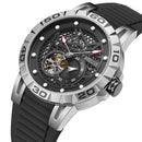 BAOGELA 6772G Round Dial Silicone Strap Luminous Clock Mechanical Watch For Men(Black Shell Black Surface Black Belt)