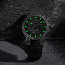 BAOGELA 6772G Round Dial Silicone Strap Luminous Clock Mechanical Watch For Men(Black Shell Black Surface Black Belt)