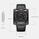 BAOGELA 6775G Honeycomb Hollow Round Dial Leather Strap Clock Calendar Mechanical Watch For Men(Black Silver)
