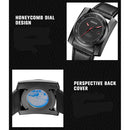 BAOGELA 6775G Honeycomb Hollow Round Dial Leather Strap Clock Calendar Mechanical Watch For Men(Black Silver)
