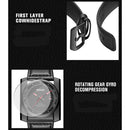 BAOGELA 6775G Honeycomb Hollow Round Dial Leather Strap Clock Calendar Mechanical Watch For Men(Black Silver)
