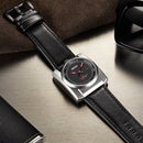 BAOGELA 6775G Honeycomb Hollow Round Dial Leather Strap Clock Calendar Mechanical Watch For Men(Black Silver)