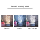 White Base Creative 3D Tricolor LED Decorative Night Light, Button USB Version, Shape:Cat(White-Warm-Warm White)