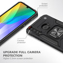 For Huawei Y6P Magnetic Armor Shockproof Phone Case with Metal Ring Holder(Black)