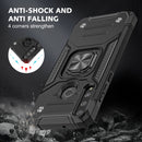 For Huawei Y6P Magnetic Armor Shockproof Phone Case with Metal Ring Holder(Black)