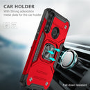 For Huawei Y7P Magnetic Armor Shockproof Phone Case with Metal Ring Holder(Red)