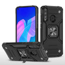 For Huawei Y7P Magnetic Armor Shockproof Phone Case with Metal Ring Holder(Black)