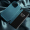For iPhone 13 Pro Max Magnetic Side Window View Shockproof Horizontal Flip Leather Case (Green)