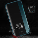 For iPhone 13 Pro Max Magnetic Side Window View Shockproof Horizontal Flip Leather Case (Green)