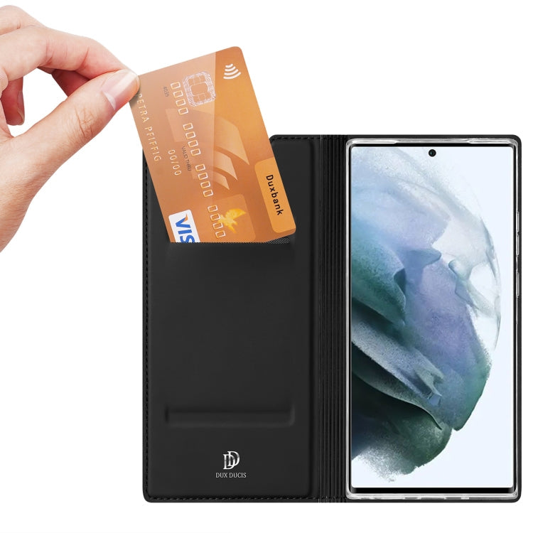 For Samsung Galaxy S22 Ultra 5G DUX DUCIS Skin Pro Series Horizontal Flip Leather Phone Case with Holder & Card Slots(Black)