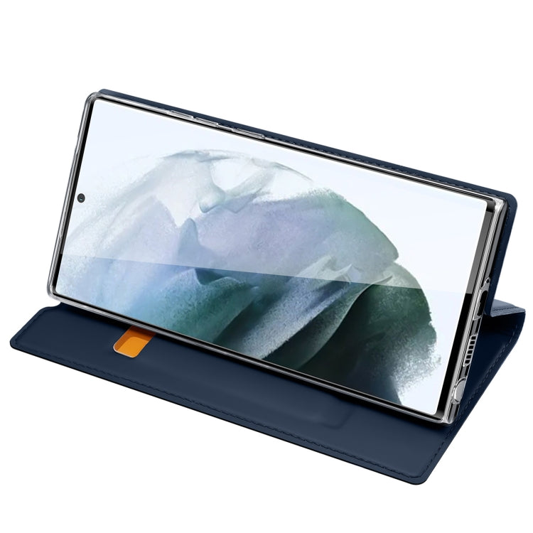 For Samsung Galaxy S22 Ultra 5G DUX DUCIS Skin Pro Series Horizontal Flip Leather Phone Case with Holder & Card Slots(Blue)