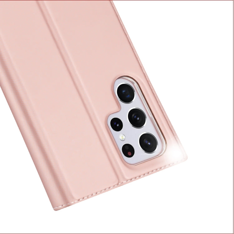 For Samsung Galaxy S22 Ultra 5G DUX DUCIS Skin Pro Series Horizontal Flip Leather Phone Case with Holder & Card Slots(Rose Gold)