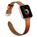 14mm Leather Watch Band For Apple Watch Series 7 41mm / 6&SE&5&4 40mm / 3&2&1 38mm(Semi Oil Brown)