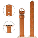 14mm Leather Watch Band For Apple Watch Series 7 41mm / 6&SE&5&4 40mm / 3&2&1 38mm(Semi Oil Brown)