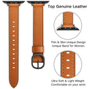 14mm Leather Watch Band For Apple Watch Series 7 41mm / 6&SE&5&4 40mm / 3&2&1 38mm(Semi Oil Brown Black Buckle)