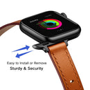 14mm Leather Watch Band For Apple Watch Series 7 41mm / 6&SE&5&4 40mm / 3&2&1 38mm(Semi Oil Brown Black Buckle)
