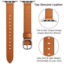14mm Leather Watch Band For Apple Watch Series 7 41mm / 6&SE&5&4 40mm / 3&2&1 38mm(Semi Oil Brown Silver Buckle)