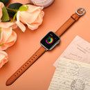 14mm Leather Watch Band For Apple Watch Series 7 41mm / 6&SE&5&4 40mm / 3&2&1 38mm(Semi Oil Brown Silver Buckle)