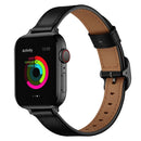 14mm Leather Watch Band For Apple Watch Series 7 41mm / 6&SE&5&4 40mm / 3&2&1 38mm(Black Black Buckle)