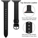 14mm Leather Watch Band For Apple Watch Series 7 41mm / 6&SE&5&4 40mm / 3&2&1 38mm(Black Black Buckle)