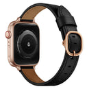 14mm Leather Watch Band For Apple Watch Series 7 41mm / 6&SE&5&4 40mm / 3&2&1 38mm(Black Rose Gold Buckle)