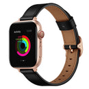 14mm Leather Watch Band For Apple Watch Series 7 41mm / 6&SE&5&4 40mm / 3&2&1 38mm(Black Rose Gold Buckle)