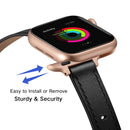 14mm Leather Watch Band For Apple Watch Series 7 41mm / 6&SE&5&4 40mm / 3&2&1 38mm(Black Rose Gold Buckle)