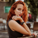 14mm Leather Watch Band For Apple Watch Series 7 41mm / 6&SE&5&4 40mm / 3&2&1 38mm(Black Rose Gold Buckle)