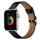 14mm Leather Watch Band For Apple Watch Series 7 41mm / 6&SE&5&4 40mm / 3&2&1 38mm(Black Silver Buckle)