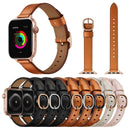 14mm Leather Watch Band For Apple Watch Series 7 41mm / 6&SE&5&4 40mm / 3&2&1 38mm(Black Silver Buckle)