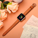 14mm Leather Watch Band For Apple Watch Series 7 45mm / 6&SE&5&4 44mm / 3&2&1 42mm(Semi Oil Brown)