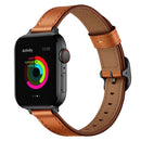 14mm Leather Watch Band For Apple Watch Series 7 45mm / 6&SE&5&4 44mm / 3&2&1 42mm(Semi Oil Brown Black Buckle)