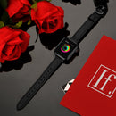 14mm Leather Watch Band For Apple Watch Series 7 45mm / 6&SE&5&4 44mm / 3&2&1 42mm(Black Black Buckle)