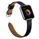 14mm Leather Watch Band For Apple Watch Series 7 45mm / 6&SE&5&4 44mm / 3&2&1 42mm(Black Silver Buckle)