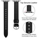 14mm Leather Watch Band For Apple Watch Series 7 45mm / 6&SE&5&4 44mm / 3&2&1 42mm(Black Silver Buckle)