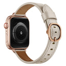 14mm Leather Watch Band For Apple Watch Series 7 45mm / 6&SE&5&4 44mm / 3&2&1 42mm(Creamy-white)