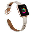 14mm Leather Watch Band For Apple Watch Series 7 45mm / 6&SE&5&4 44mm / 3&2&1 42mm(Creamy-white)