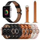 14mm Leather Watch Band For Apple Watch Series 7 45mm / 6&SE&5&4 44mm / 3&2&1 42mm(Semi Oil Brown Black Buckle)