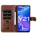 For vivo Y21 / Y21S / Y33S Fashion Calf Texture Zipper Horizontal Flip Leather Phone Case(Brown)