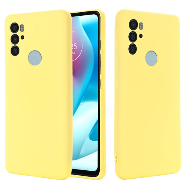 For Motorola Moto G60S Pure Color Liquid Silicone Shockproof Full Coverage Phone Case(Yellow)