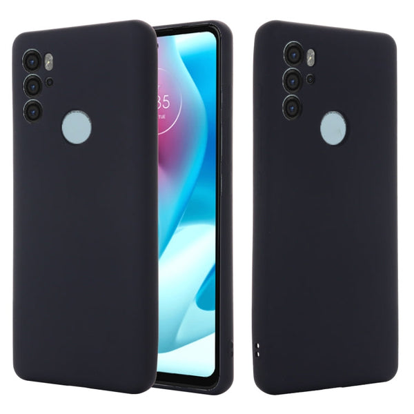 For Motorola Moto G60S Pure Color Liquid Silicone Shockproof Full Coverage Phone Case(Black)